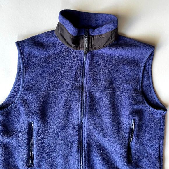 Vintage Purple Lands End Fleece Vest Retro Camping Hiking Fall Size Large - Picture 2 of 4